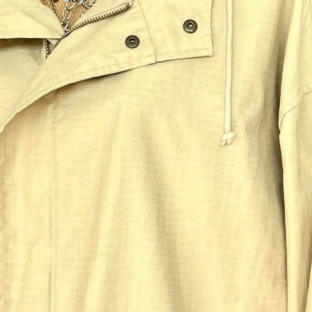 EDDIE BAUER men's jacket - lightweight beige hoodie size S- SMALL (oversized)